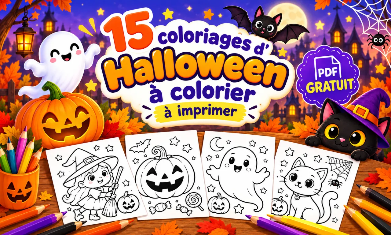 15 coloriages Halloween gratuits à imprimer en PDF A4 pour enfants