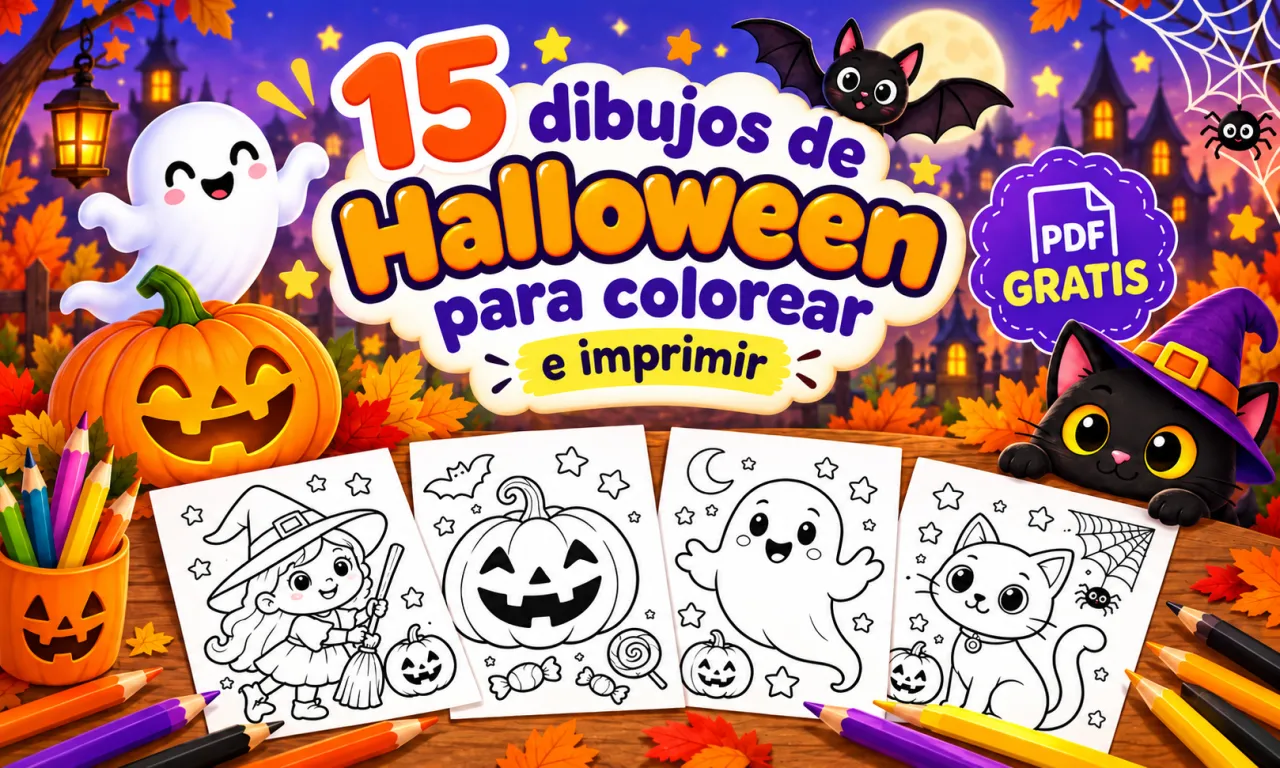 15 dibujos de Halloween para colorear e imprimir gratis en PDF A4