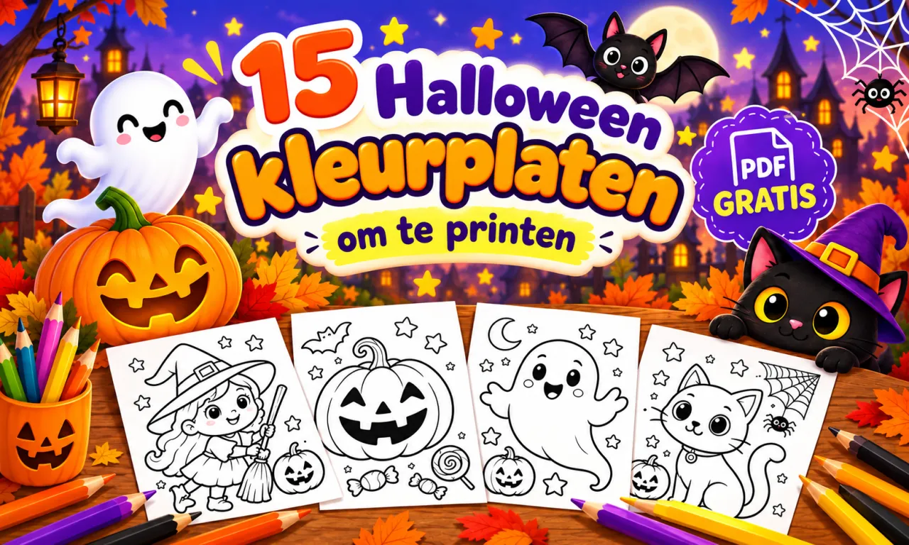 15 gratis Halloween kleurplaten voor kinderen om te printen als A4 PDF