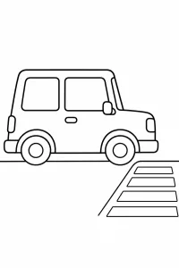Auto davanti alle strisce pedonali disegno da colorare PDF gratis