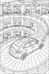 Hatchback nel garage a spirale disegno da colorare PDF gratis