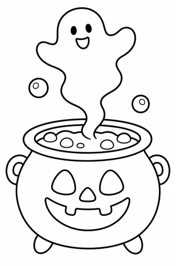 Calderone di zucca con fantasma