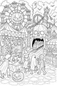 Carnevale di Halloween infestato disegno da colorare PDF gratis