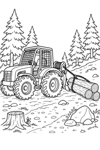 Trattore forestale con tronchi disegno da colorare PDF gratis