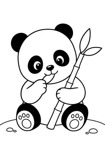Panda assis tenant une branche de bambou avec des feuilles