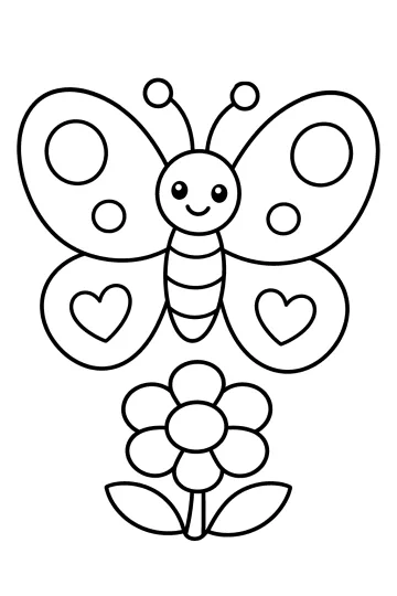 Lächelnder Schmetterling mit verzierten Flügeln über einer Blume