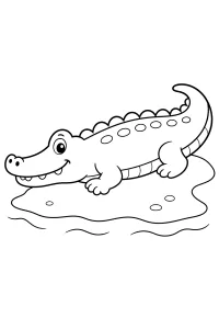 Coccodrillo sorridente sulla riva disegno da colorare PDF gratis