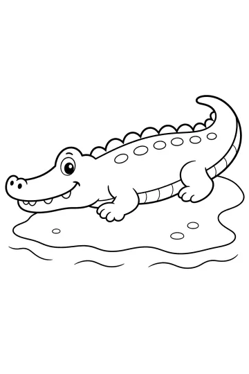 Coccodrillo sorridente con lunga coda e placche sul dorso vicino all'acqua