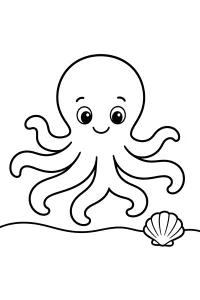 Polpo sorridente con conchiglia disegno da colorare PDF gratis