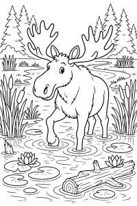 Alce nella palude disegno da colorare PDF gratis