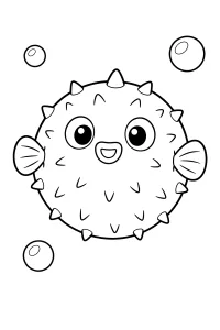 Pesce palla sorridente da colorare disegno da colorare PDF gratis