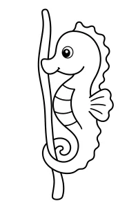 Cavalluccio marino con coda arrotolata sullo stelo disegno da colorare PDF gratis