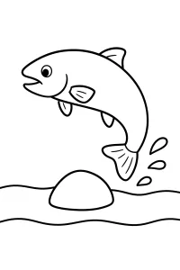Salmone che salta sopra un sasso disegno da colorare PDF gratis