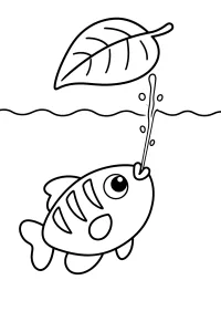 Fisch spritzt Wasser auf ein Blatt malvorlage kostenlos PDF