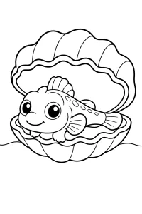 Ghiozzo nella conchiglia disegno da colorare PDF gratis