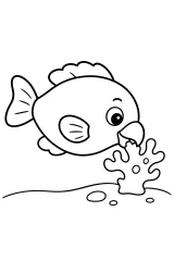 Pesce pappagallo vicino al corallo disegno da colorare PDF gratis