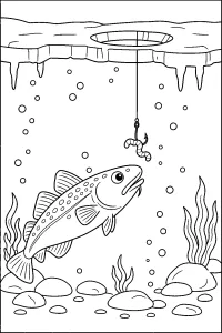 Fisch unter dem Eis zum Ausmalen malvorlage kostenlos PDF