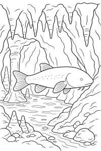 Fisch in einer Höhle zum Ausmalen malvorlage kostenlos PDF