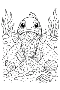 Fisch mit einem Maul voller Sand malvorlage kostenlos PDF