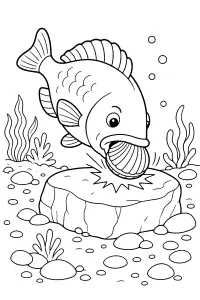 Labre avec coquillage sur un rocher dessin à colorier PDF gratuit