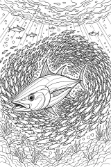 Tonno nel vortice di sardine disegno da colorare PDF gratis