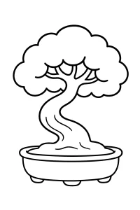 Bonsai mit wolkiger Baumkrone malvorlage kostenlos PDF