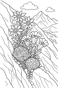 Alpenblumen in einer Felsnische malvorlage kostenlos PDF