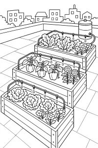 Dachgarten mit Tröpfchenbewässerung