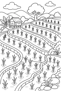 Terrazze di riso da colorare disegno da colorare PDF gratis