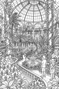 Grande conservatorio botanico da colorare disegno da colorare PDF gratis