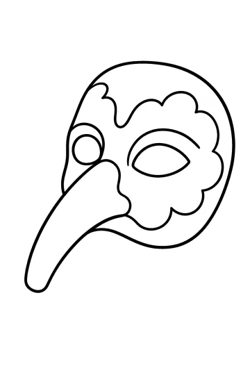 Dessin d'un masque de carnaval avec un long nez et deux ouvertures pour les yeux