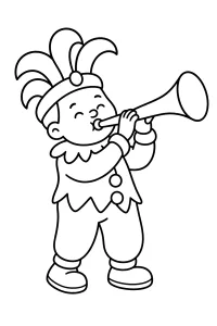 Bouffon de carnaval avec trompette dessin à colorier PDF gratuit