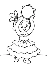 Ballerina di Carnevale con tamburello disegno da colorare PDF gratis