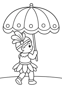 Bambino di Carnevale con ombrello disegno da colorare PDF gratis