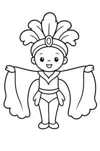 Ballerino di Carnevale con grandi maniche disegno da colorare PDF gratis