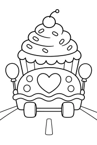 Carro di Carnevale a forma di cupcake disegno da colorare PDF gratis