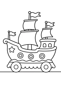 Carro di Carnevale a forma di nave disegno da colorare PDF gratis