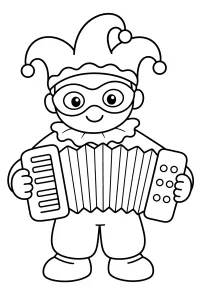 Bouffon avec accordéon dessin à colorier PDF gratuit