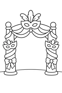 Arco di Carnevale con maschere disegno da colorare PDF gratis