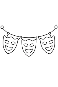 Ghirlanda di maschere di Carnevale disegno da colorare PDF gratis