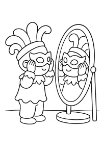 Bouffon masqué devant le miroir dessin à colorier PDF gratuit