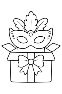 Máscara de carnaval en caja de regalo dibujo para colorear PDF gratis