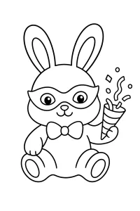 Coniglietto mascherato di Carnevale disegno da colorare PDF gratis