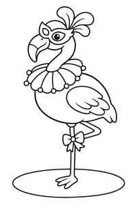 Carnavalsflamingo met masker kleurplaat gratis PDF