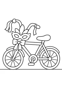 Bicicletta di Carnevale con maschere disegno da colorare PDF gratis