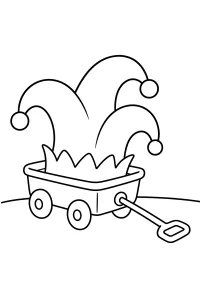 Carretto di Carnevale con cappello da giullare disegno da colorare PDF gratis