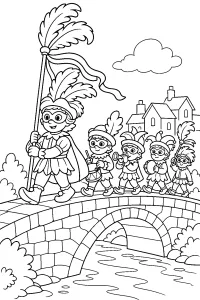 Sfilata di Carnevale sul ponte disegno da colorare PDF gratis