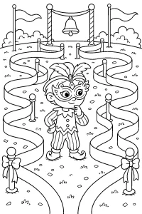 Clown im Schleifenlabyrinth malvorlage kostenlos PDF