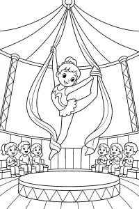 Acrobata aerea sui nastri disegno da colorare PDF gratis