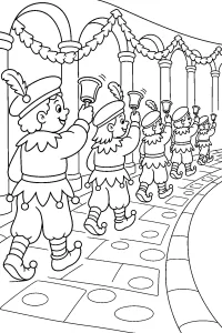 Bell Ringers' Carnival Procession coloring page free PDF